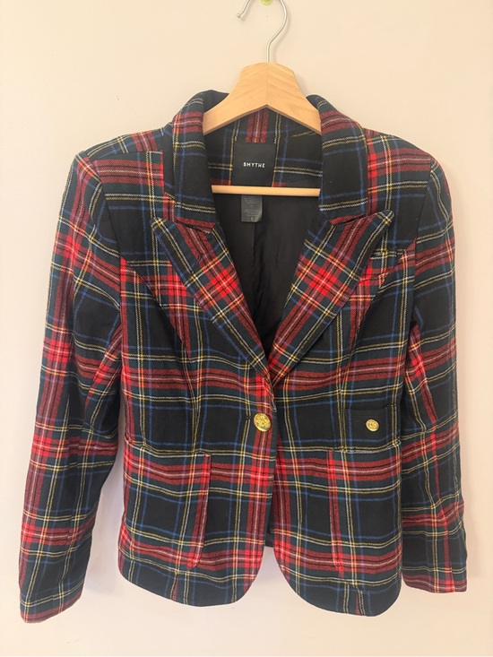 Smythe Jackets & Blazers - Smythe Black and Red Tartan Plaid Blazer with Gold Buttons